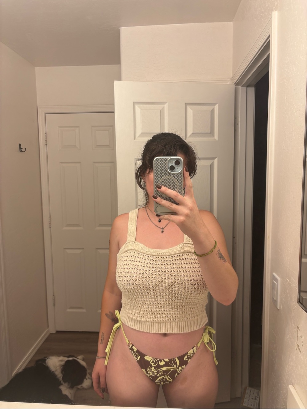 Universal Thread Cream Crochet Knit Camisole Tank - Picture 2 of 4